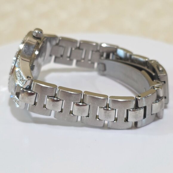 FOSSIL BLUE Pink Dial Rivoli Crystal 100M Quartz Watch Jeweled Bezel Band AM4026 - Picture 8 of 11